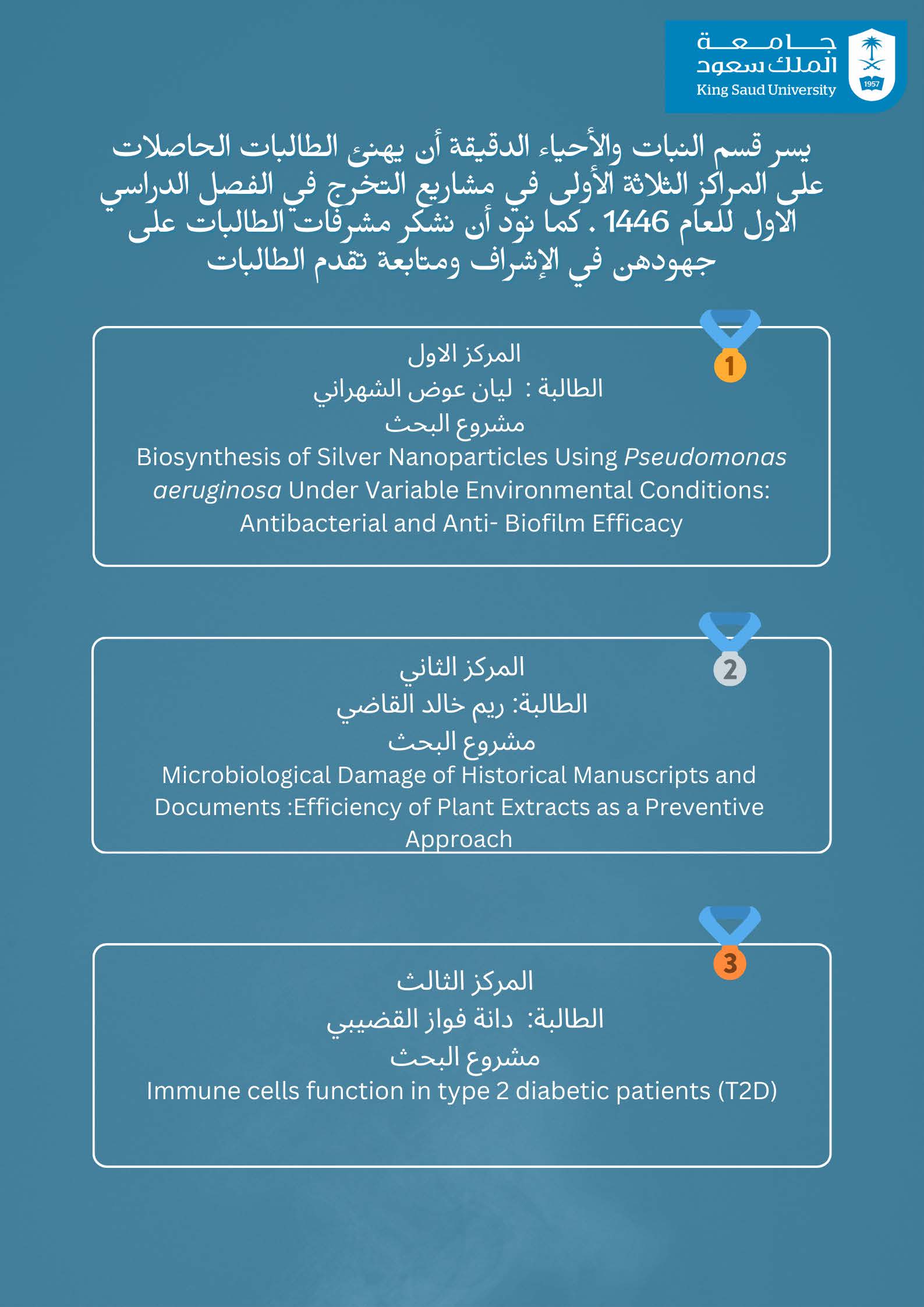 مشاريع التخرج للفصل الدراسي الأول لعام 1446ه